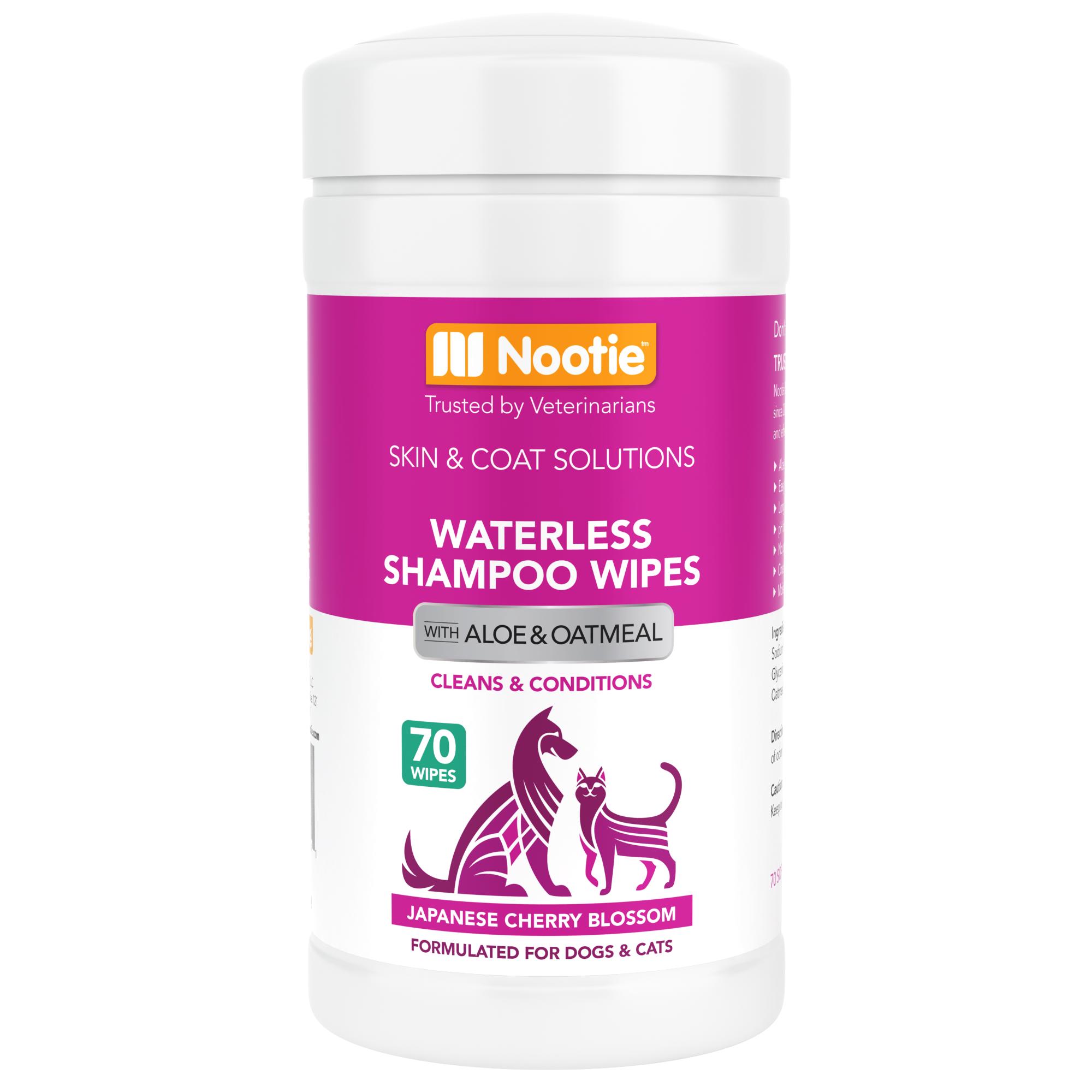 Nootie Japanese Cherry Blossom Waterless Shampoo Wipes for Dogs & Cats, 70-count