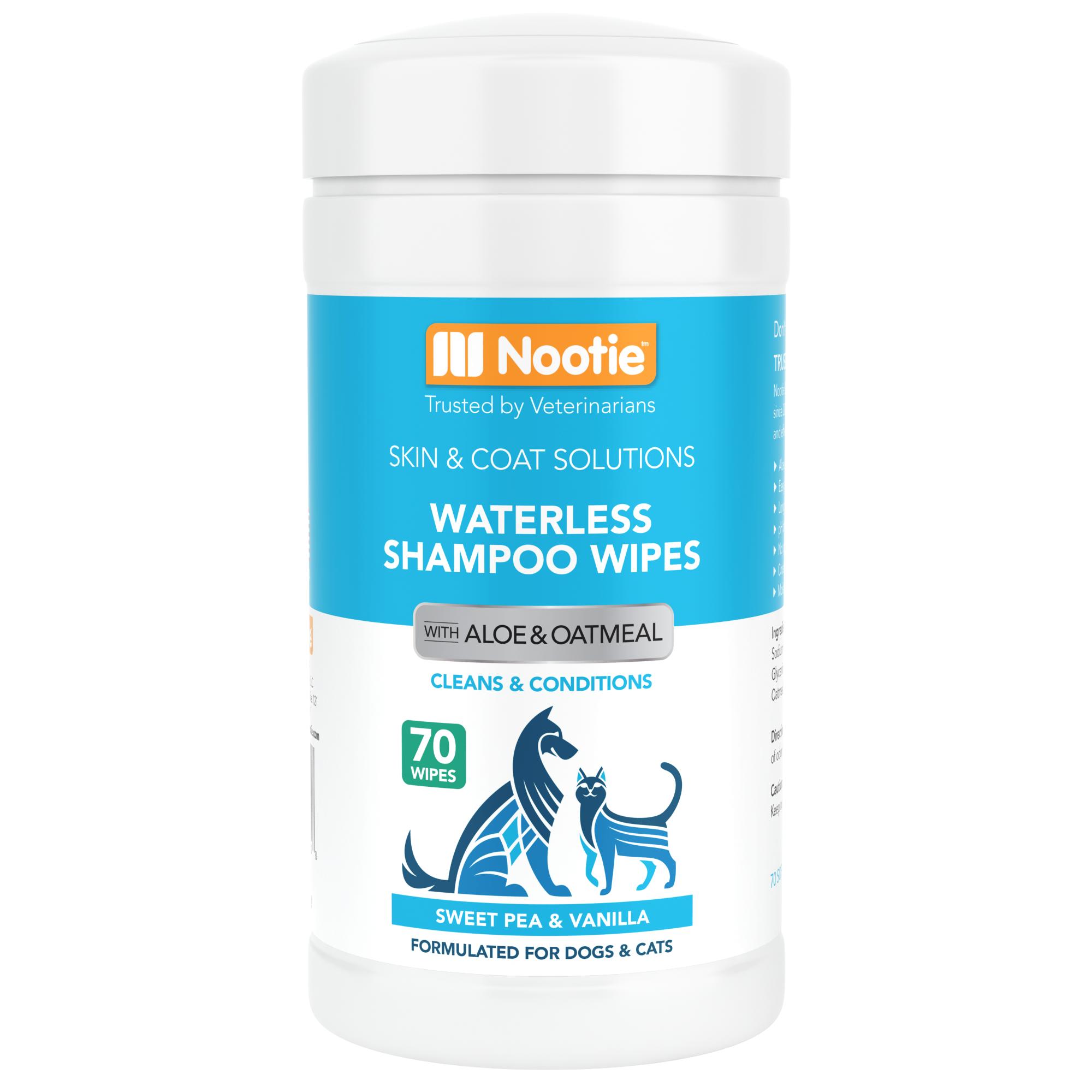 Nootie Sweet Pea & Vanilla Waterless Shampoo Wipes for Dogs & Cats, 70-count