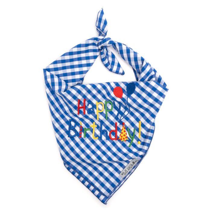 The Worthy Dog Happy Birthday Dog Bandana, Blue, Small