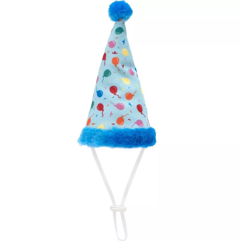 The Worthy Dog Birthday Party Hat for Dogs, Blue, Large