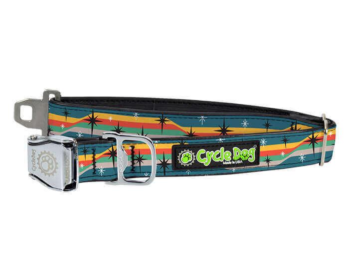 Cycle Dog RegWidth Collar with Metal Buckle for Dogs, Retro Starburst, Large