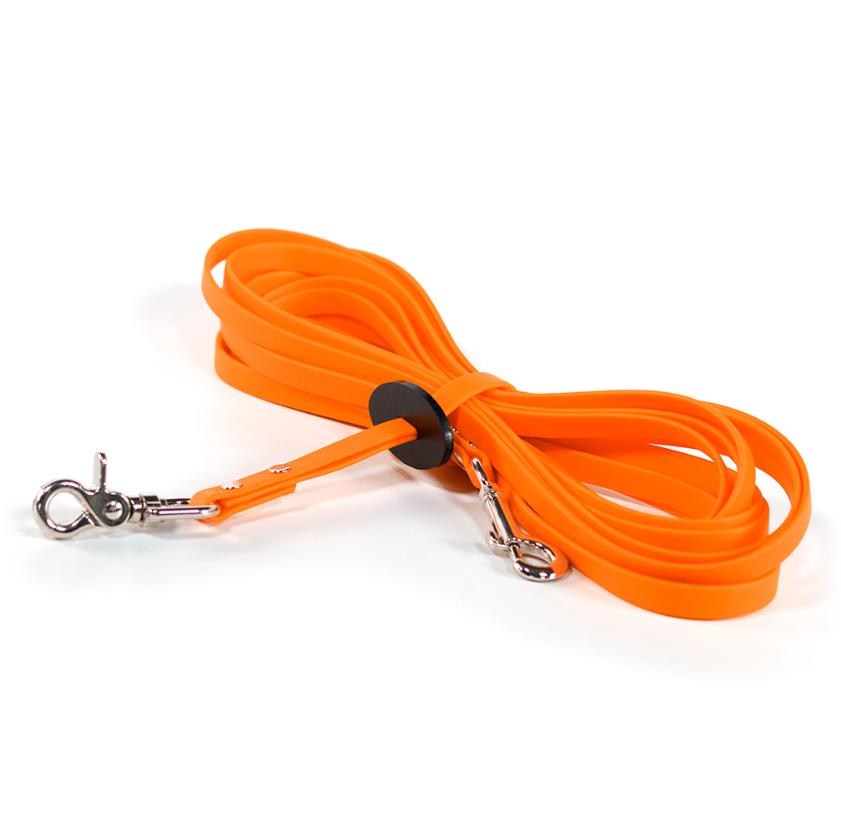 Auburn Leathercrafters Sparky's Choice Long Leash with Leash Keeper for Dogs, Orange, 1/2-in x 20-ft