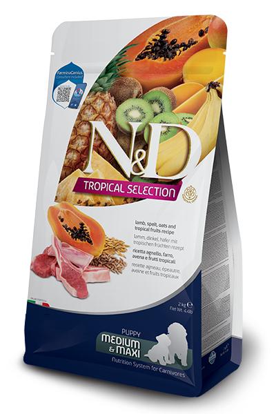 Farmina N&D Tropical Selection Lamb, Spelt, Oats & Tropical Fruits Puppy Medium & Maxi Dry Dog Food
