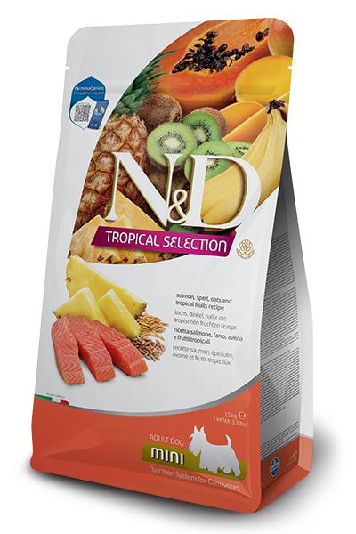 Farmina N&D Tropical Selection Salmon, Spelt, Oats & Tropical Fruits Adult Mini Dry Dog Food, 11-lb