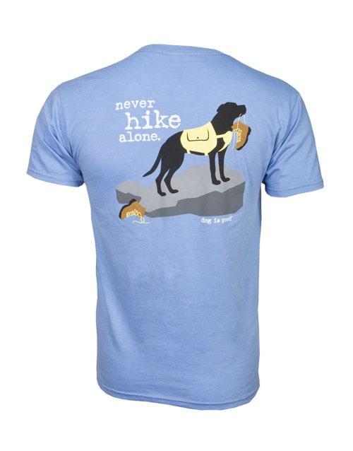 Dog Is Good Never Hike Alone Unisex T-shirt, Blue
