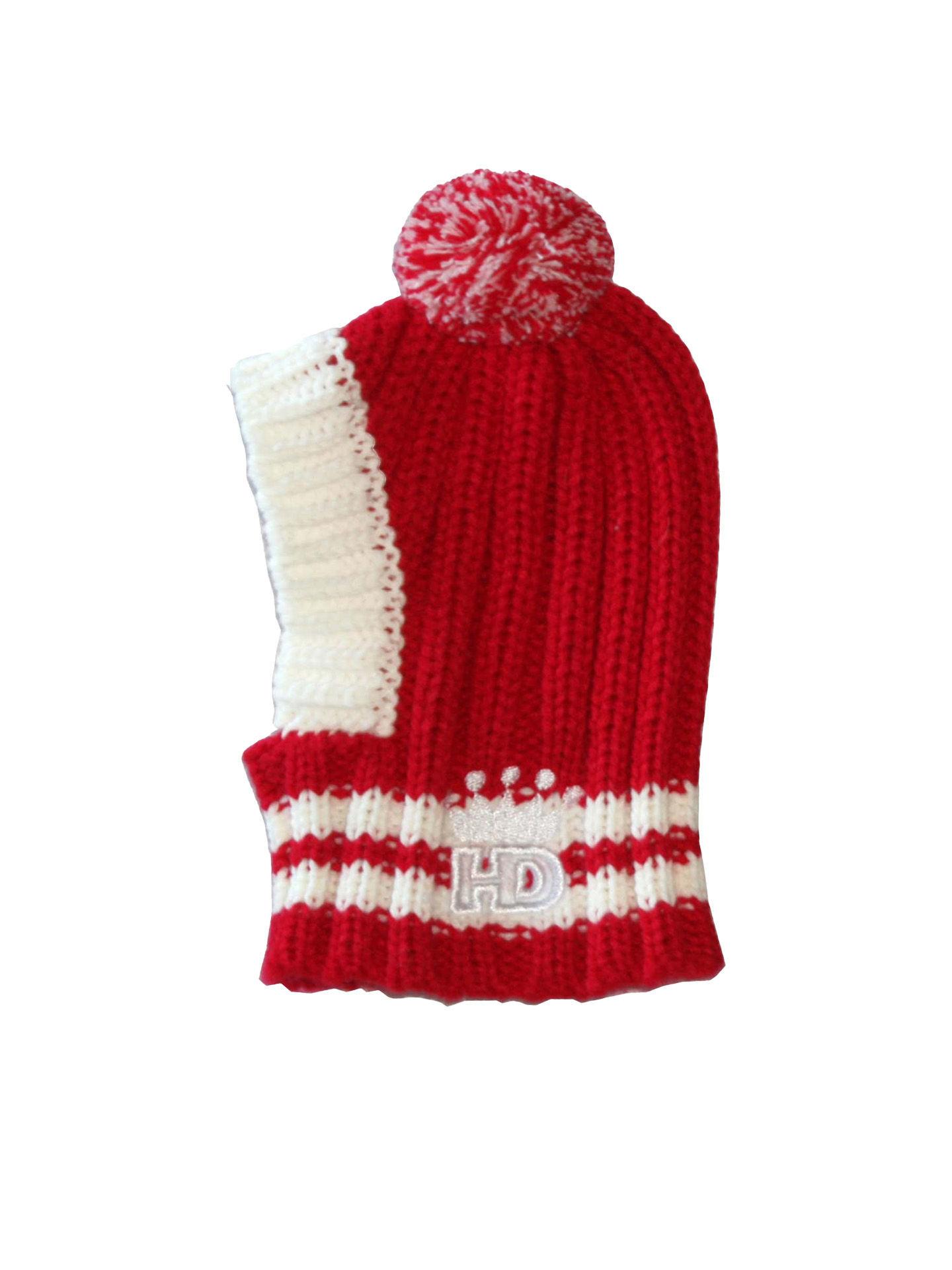 Hip Doggie Crown Knit Dog Hat, Red, Small
