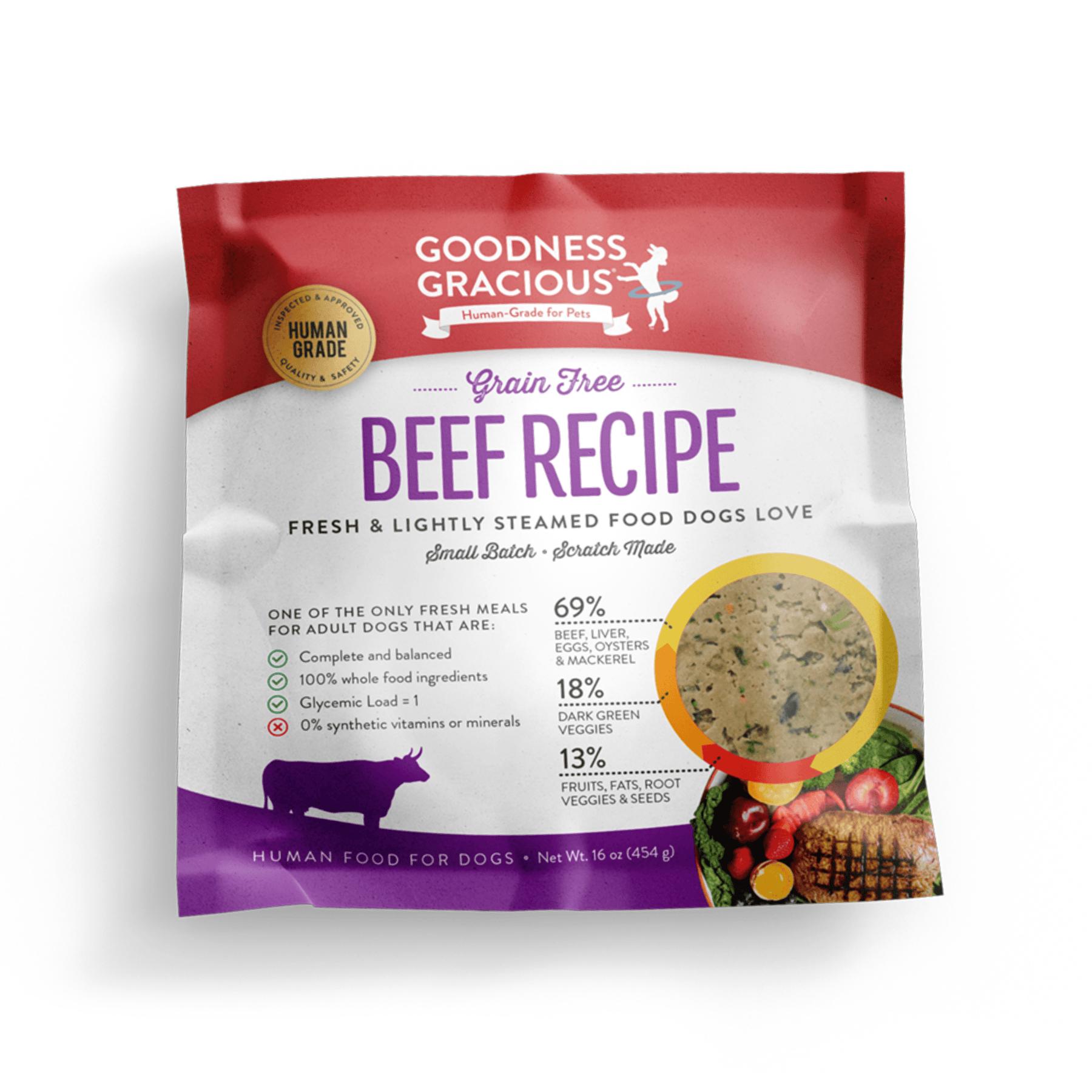Goodness Gracious Gently Cooked Beef Recipe Grain-Free Frozen Dog Food