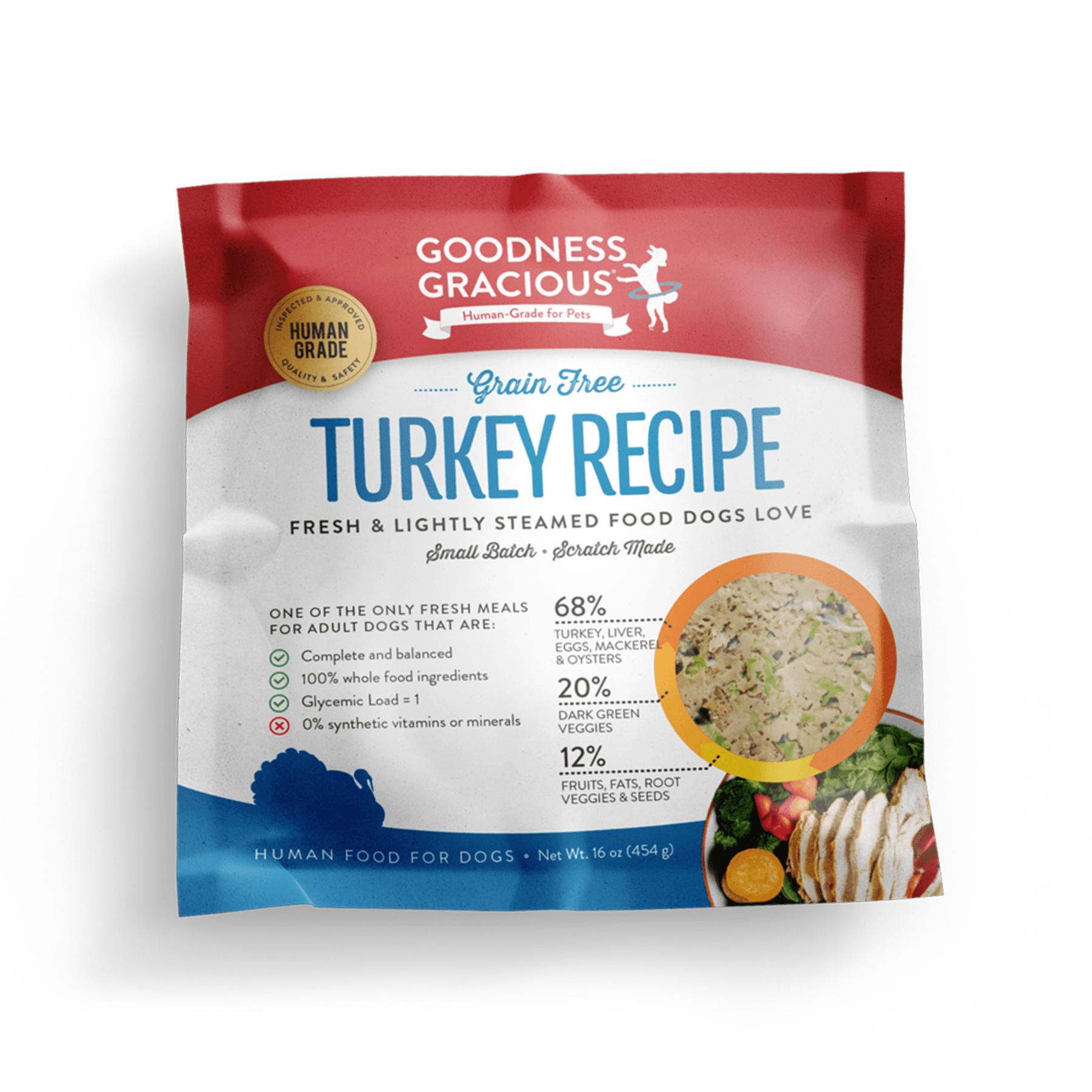 Goodness Gracious Gently Cooked Turkey Recipe Grain-Free Frozen Dog Food, 16-oz