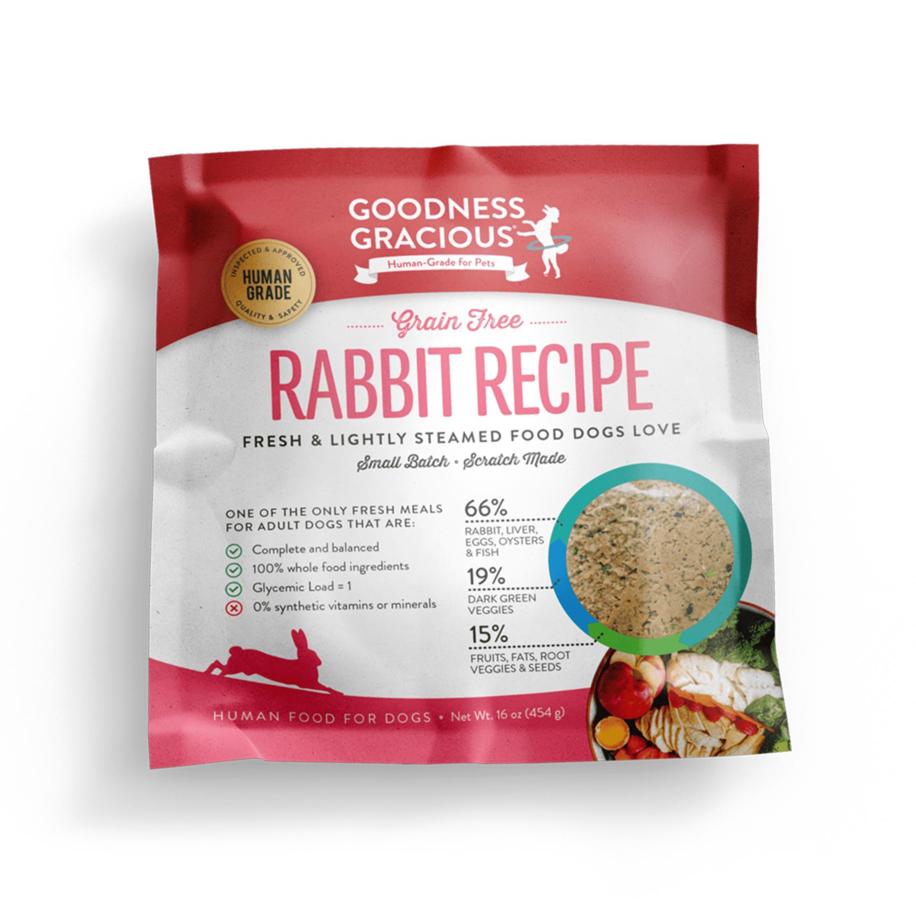 Goodness Gracious Gently Cooked Rabbit Recipe Grain-Free Frozen Dog Food