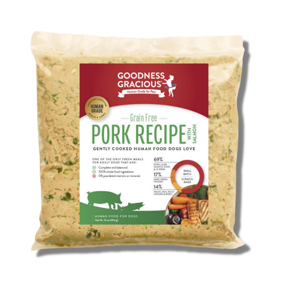 Goodness Gracious Gently Cooked Pork with Salmon Recipe Frozen Dog Food Image