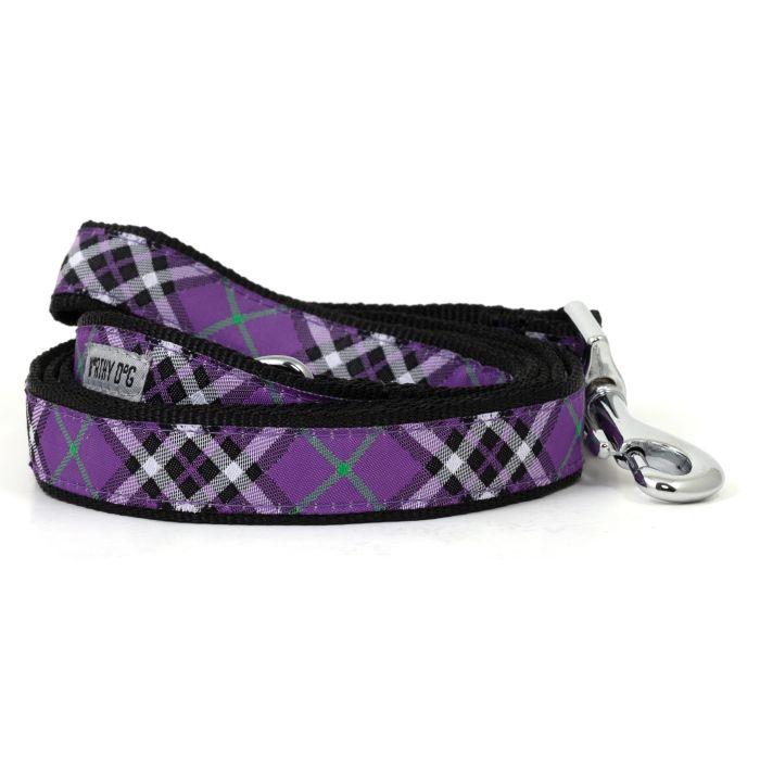 The Worthy Dog Bias Plaid Dog Leash, Purple, 5/8-in x 5-ft