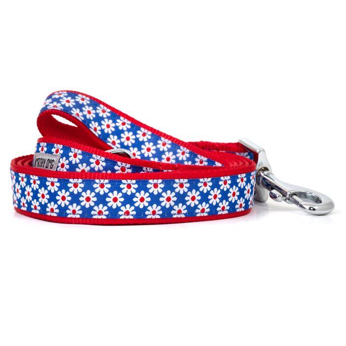 The Worthy Dog Daisies Dog Leash, Blue, 5/8-in x 5-ft
