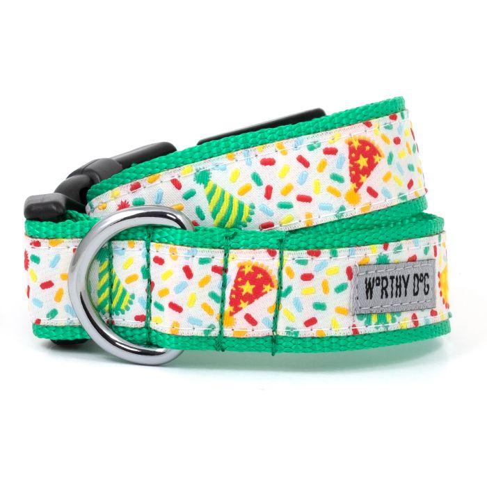 The Worthy Dog Celebrate! Dog Collar, White,  X-Small