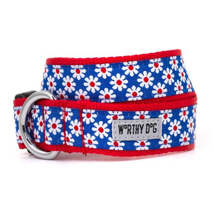 The Worthy Dog Daisies Dog Collar, Blue