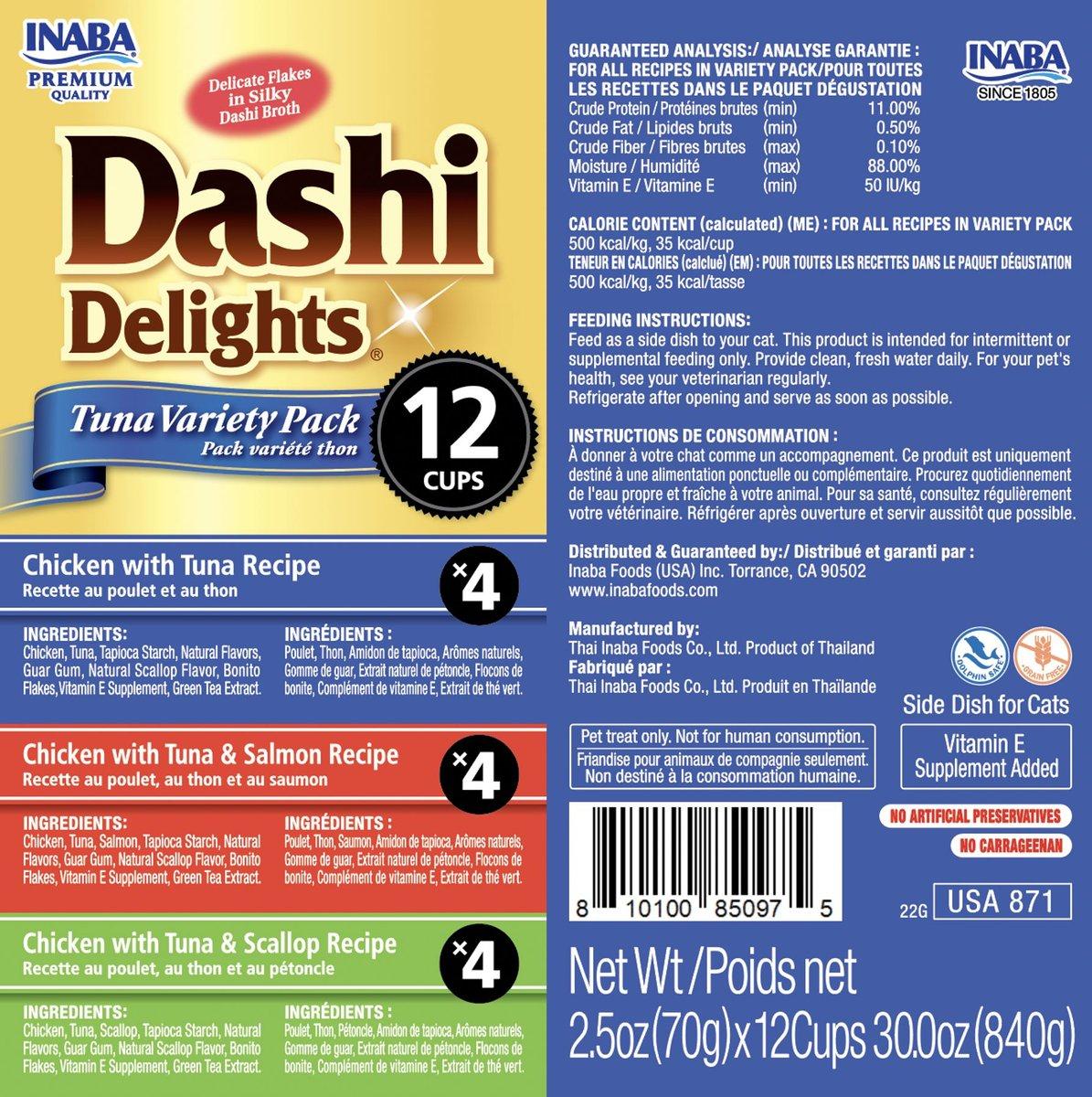 Inaba Dashi Delights Tuna Variety Pack Cat Food Topper Treats 30 oz inaba-dashi-delights-tuna-variety-pack-cat-food-topper-treats-30-oz