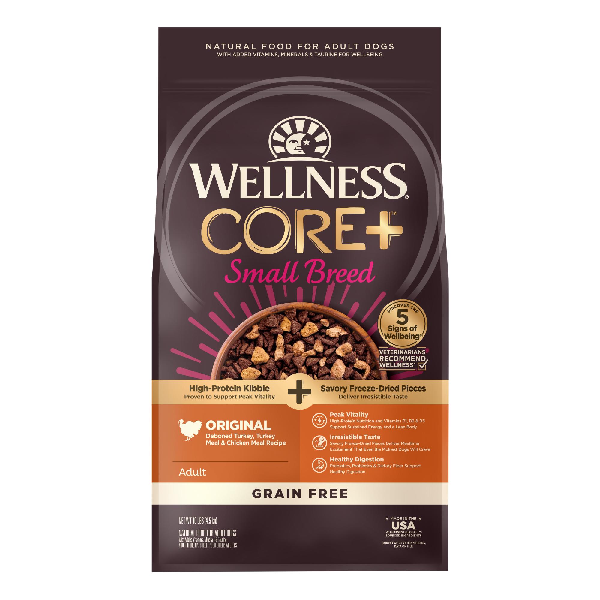 Wellness CORE+ Small Breed Original Turkey & Chicken Grain-Free Freeze-Dried Pieces Dry Dog Food, 10-lb