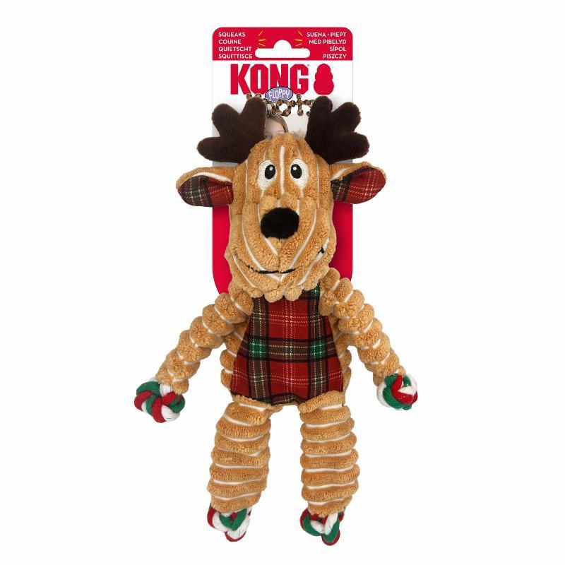 KONG Holiday Floppy Knots Reindeer Dog Toy, Multi