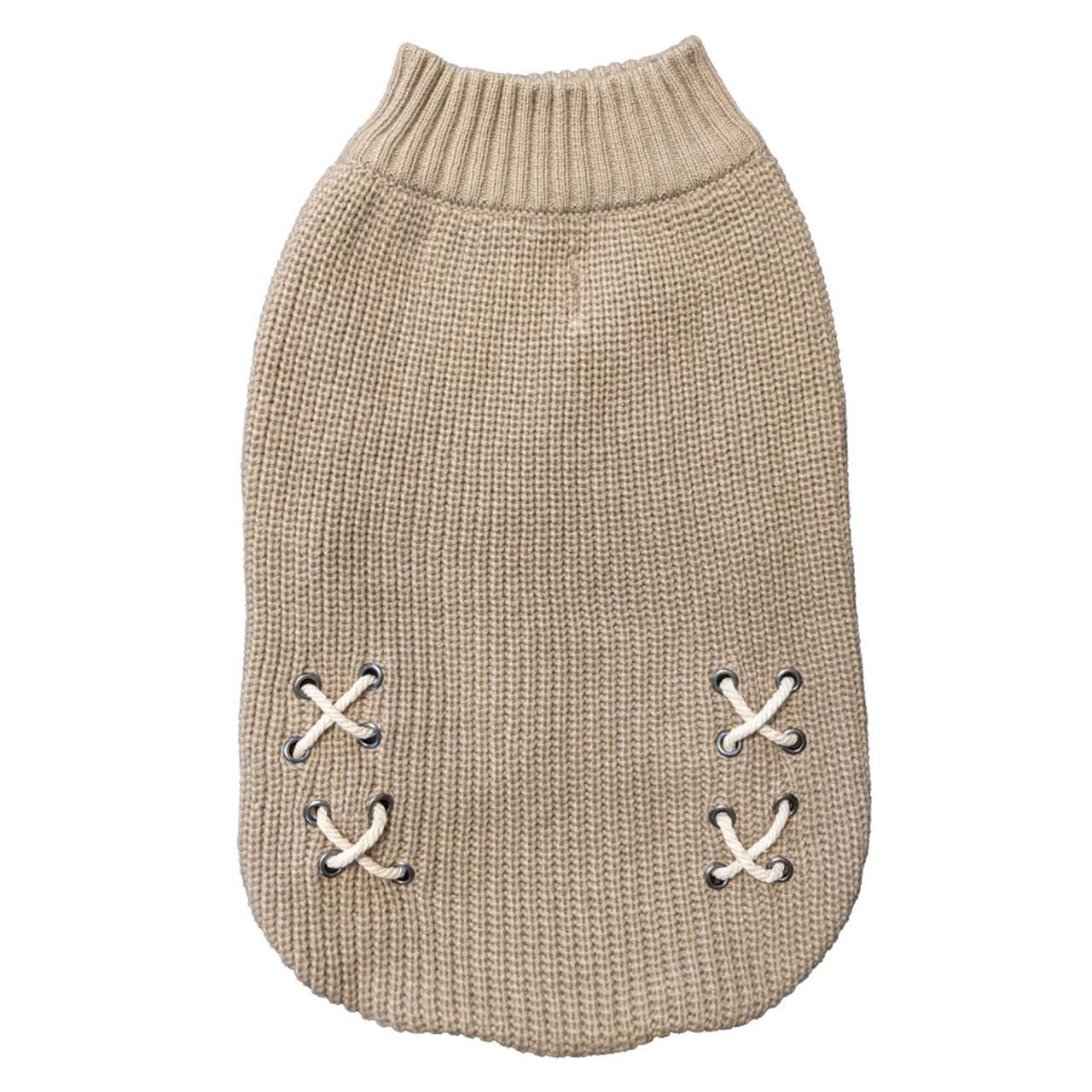 Ethical Fashion Pet Criss Cross Pet Sweater, Taupe, Small