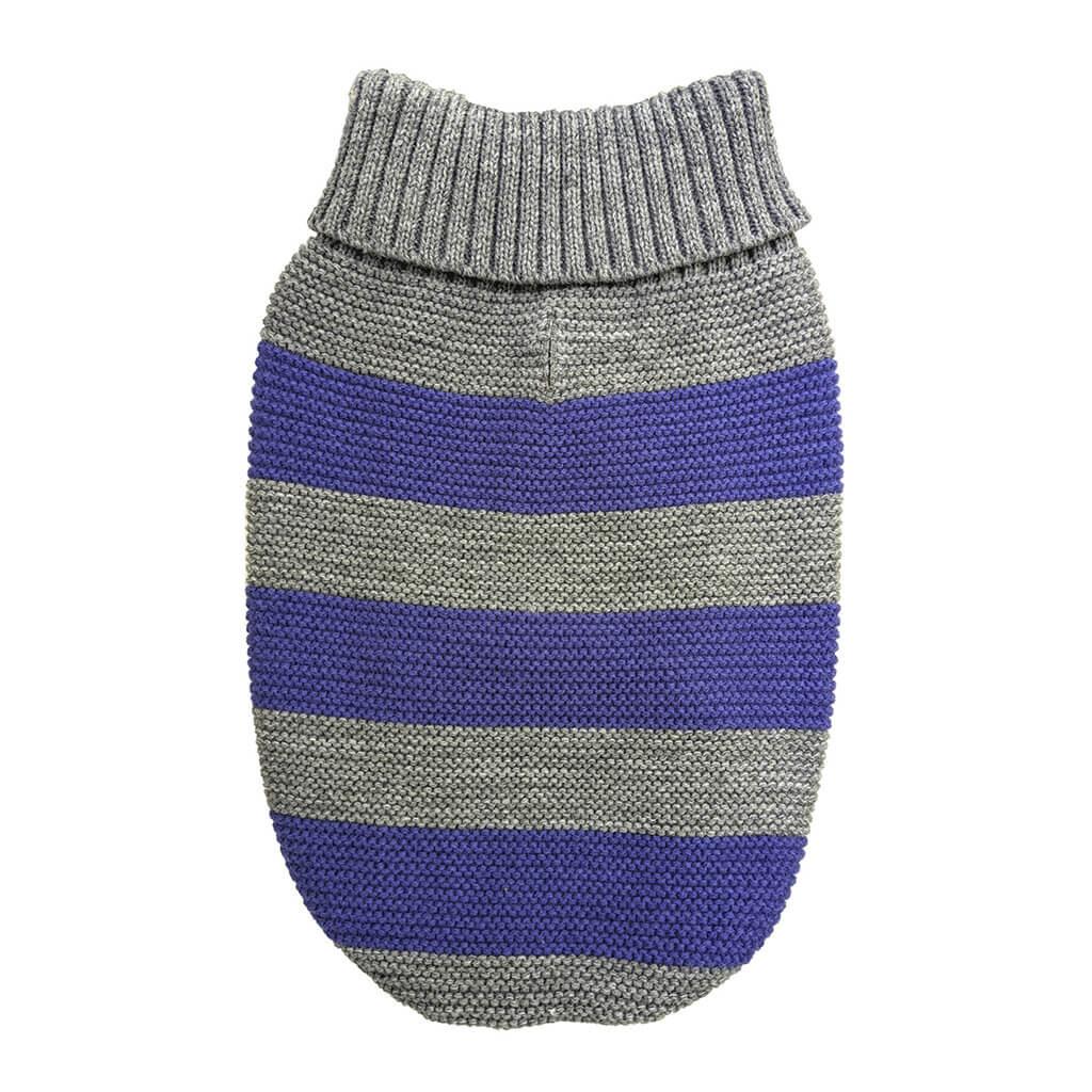 Ethical Fashion Stripe Pet Sweater, Gray/Purple, Small