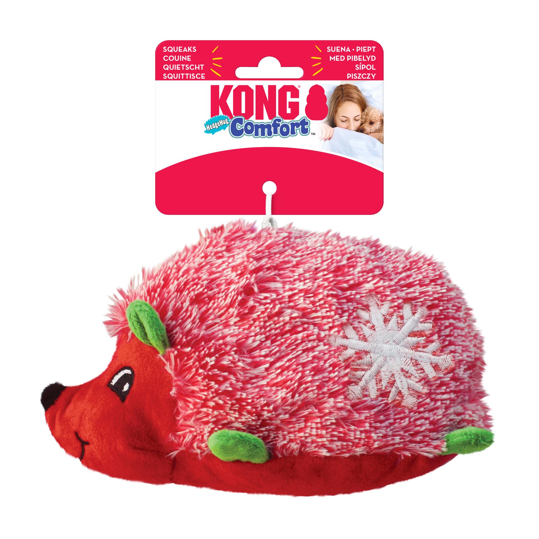 KONG Holiday Comfort Hedgehog Dog Toy, Red
