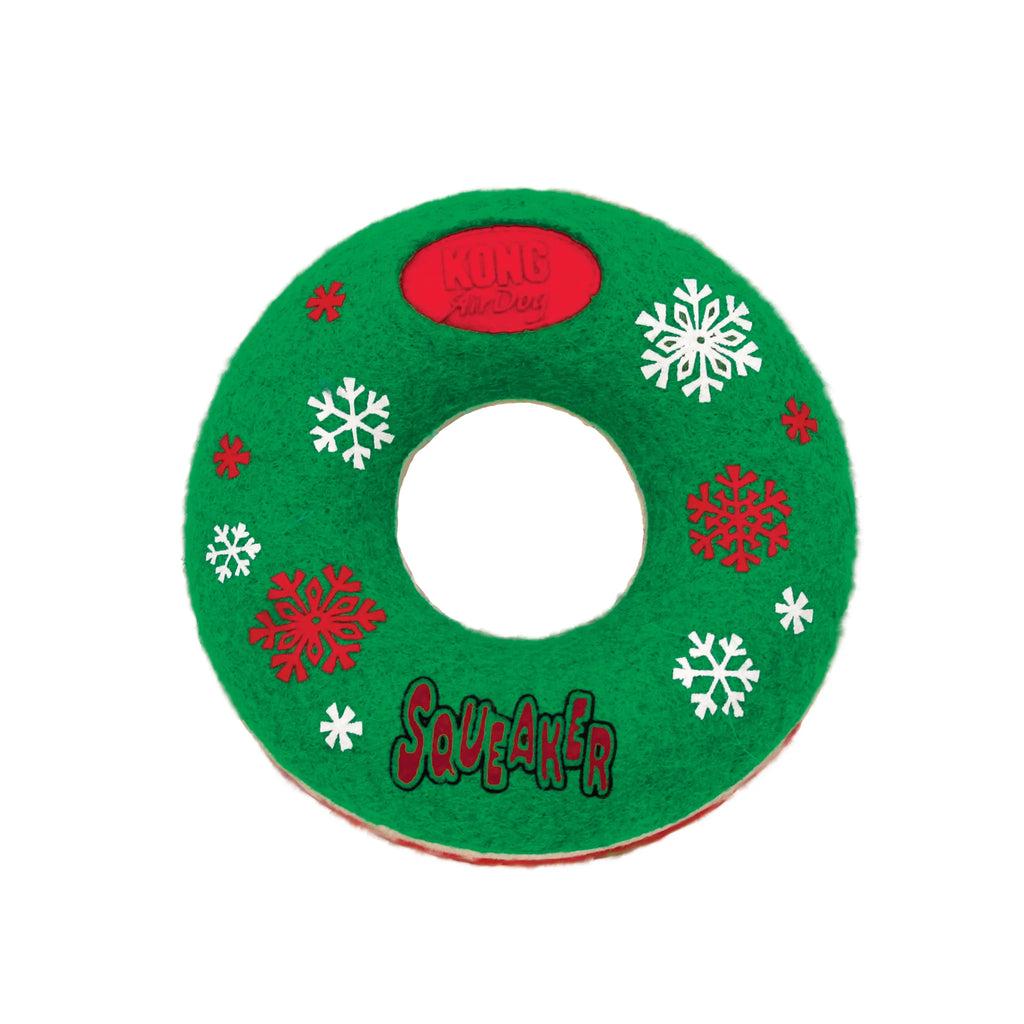 KONG Holiday AirDog Squeaker Donut Dog Toy, Medium