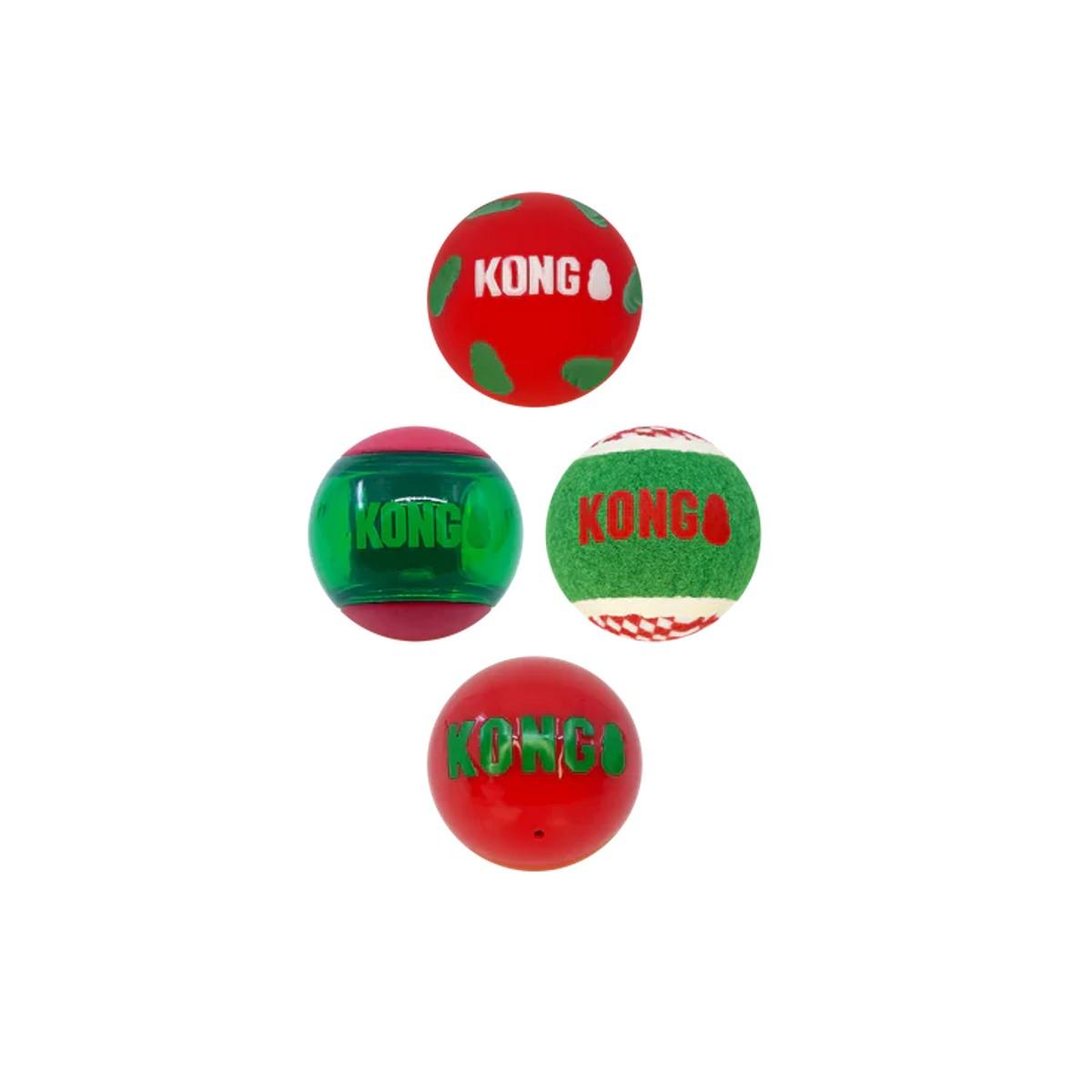 KONG Holiday Occasions Balls Dog Toy, Assorted, Medium, 4-pk