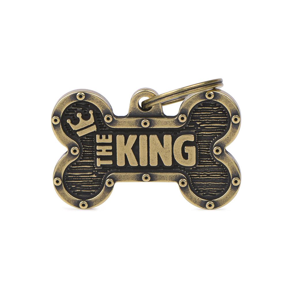 MyFamily Bronx Bone King English Brass Pet ID Tag