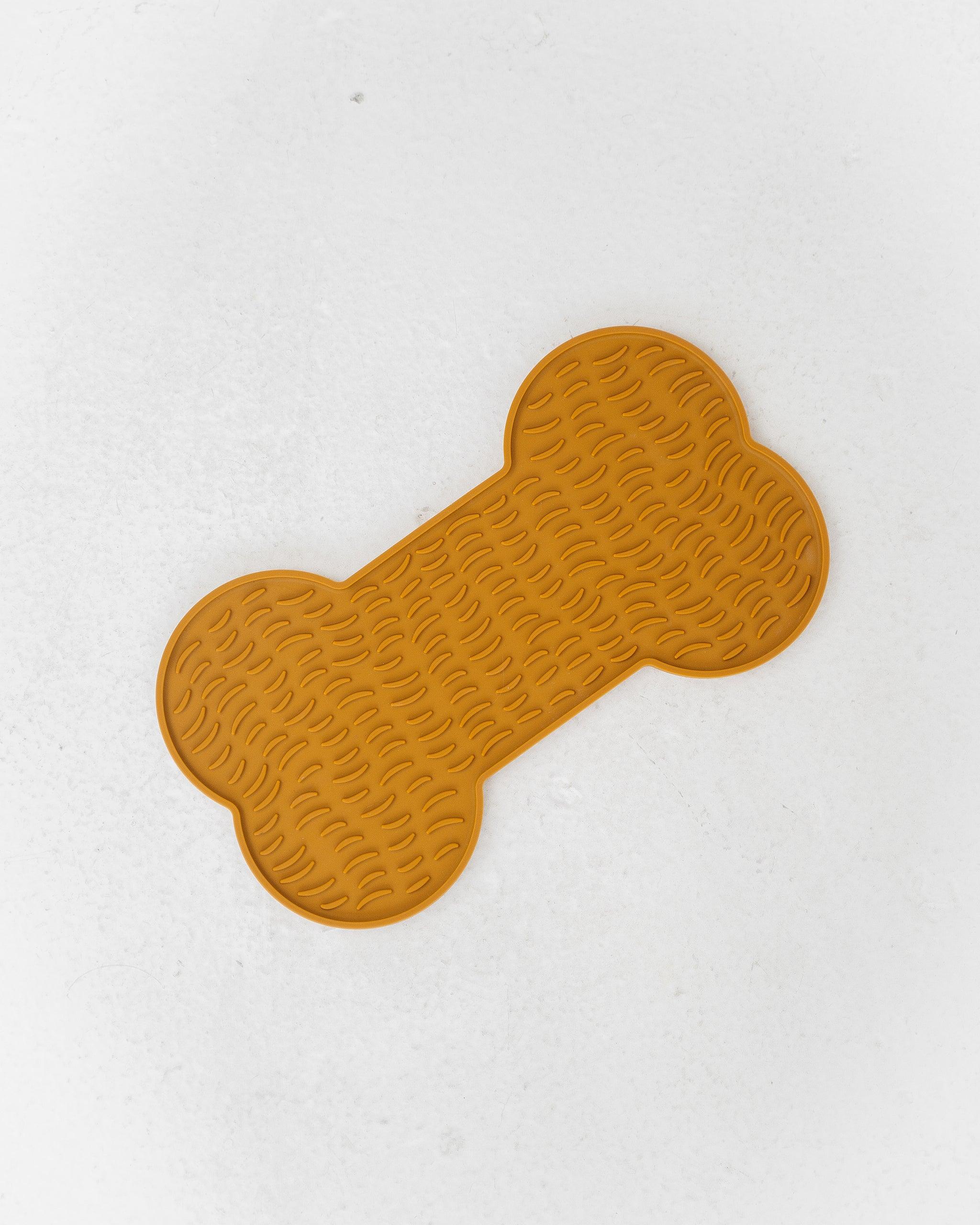 Dexypaws Dog Bone Enrichment Licking Mat Dog Slow Feeder, Brown