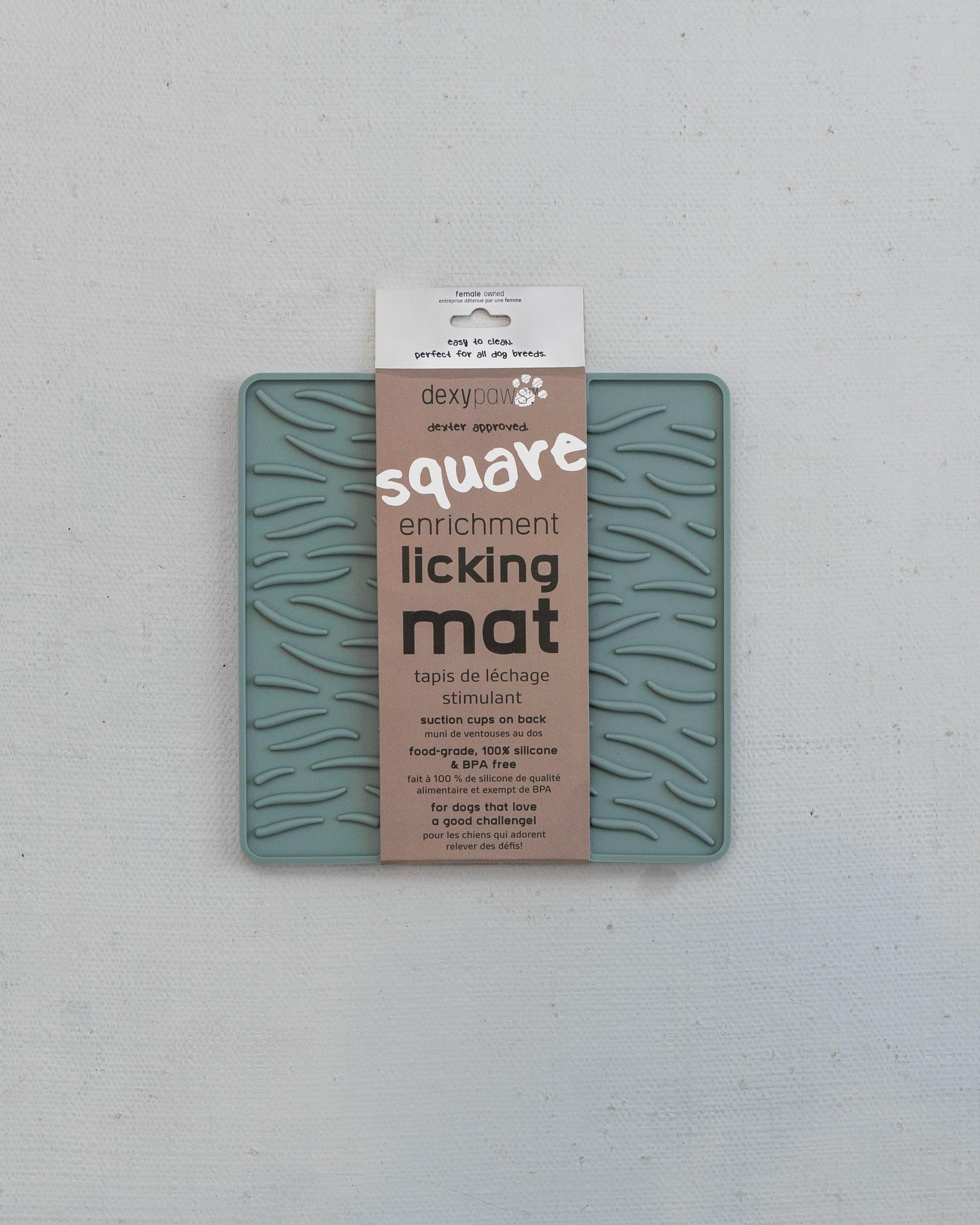 Dexypaws Square Textured Enrichment Licking Mat Dog Slow Feeder, Seafoam