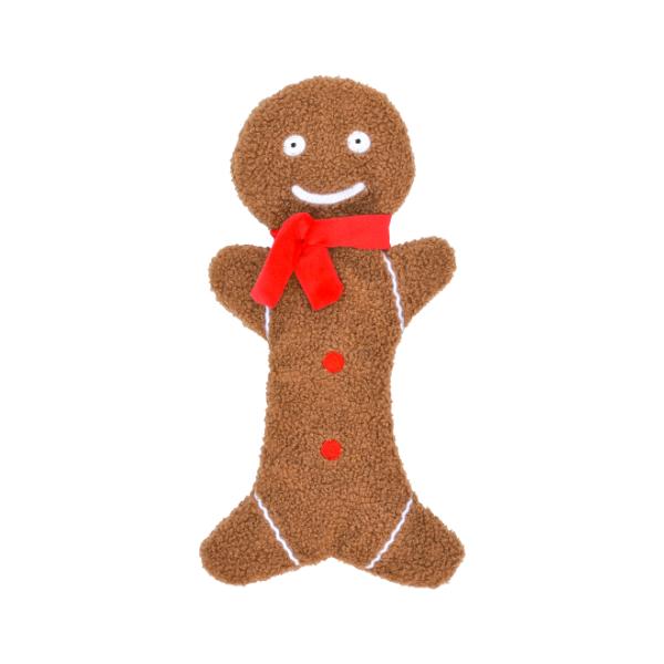 Patchwork Pet Stuffingless Gingerbread Man Dog Toy, 14-in