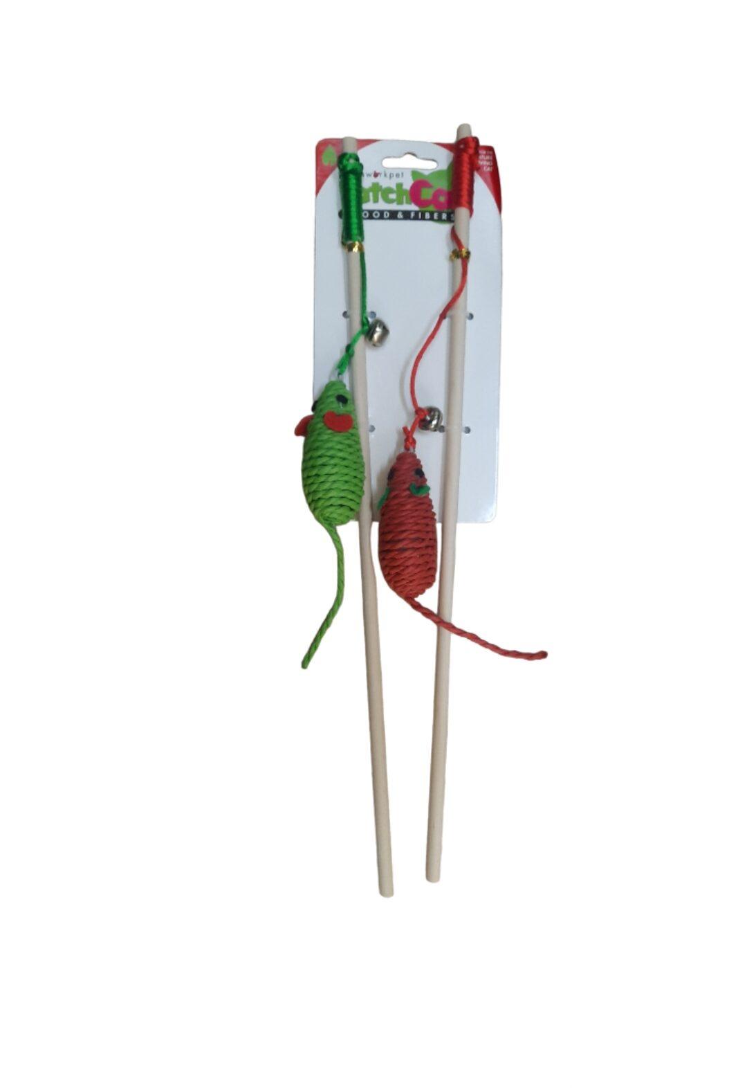 Patchwork Pet Holiday Natural Wands Mice Cat Toy, 16-in
