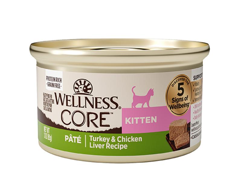 Wellness CORE Pate Turkey & Chicken Liver Natural Grain-Free Kitten Wet Cat Food Can