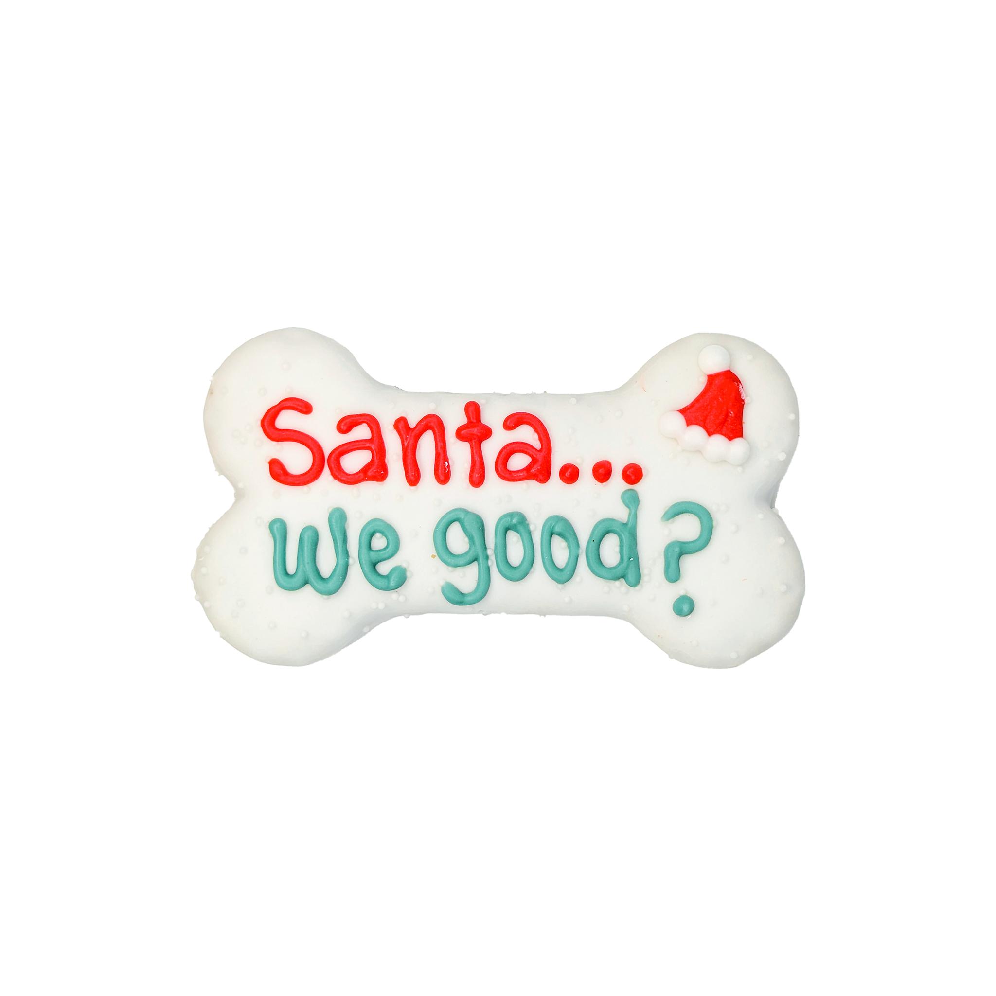 Bosco & Roxy's Friandises de Noël biscuits Père Noël 'We Good?' pour chiens, 6 pouces