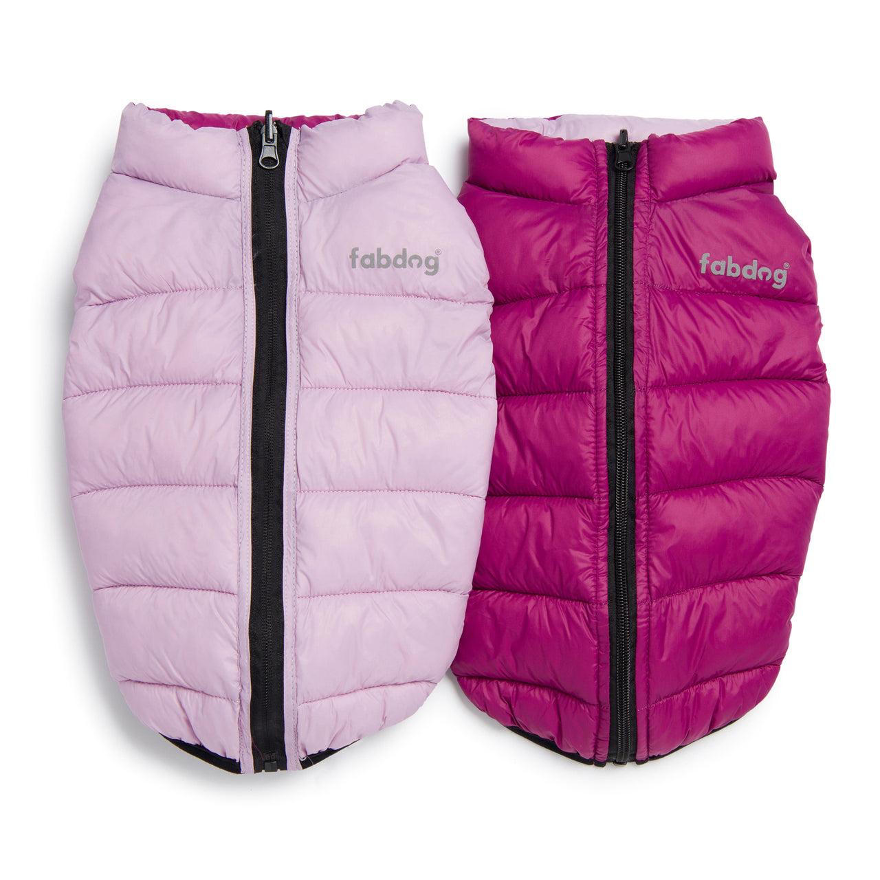 fabdog Pack N' Go Reversible Puffer Dog Coat, Purple Combo, 8-in