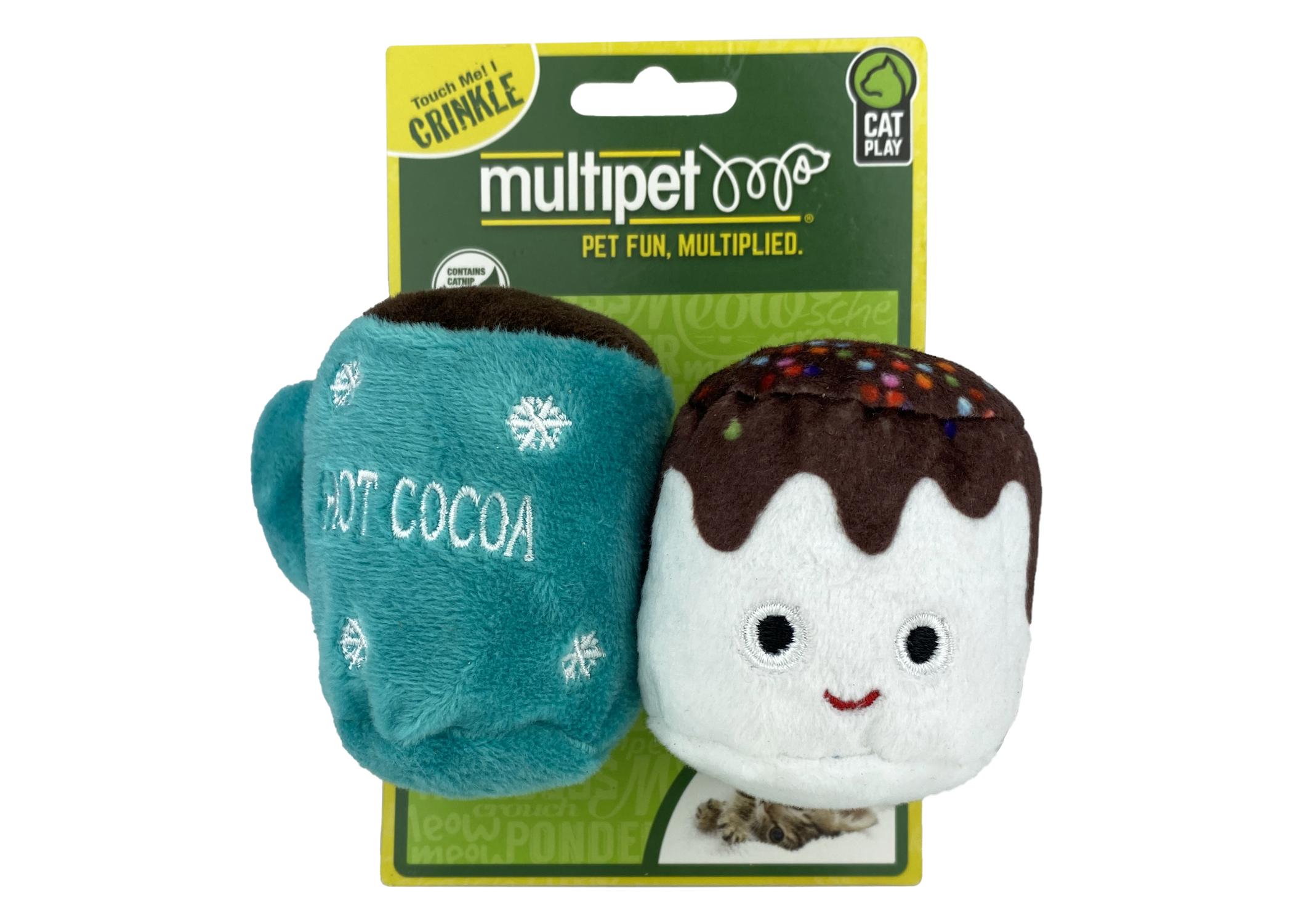 Multipet Hot Cocoa with Marshmallow Cat Toy, Assorted