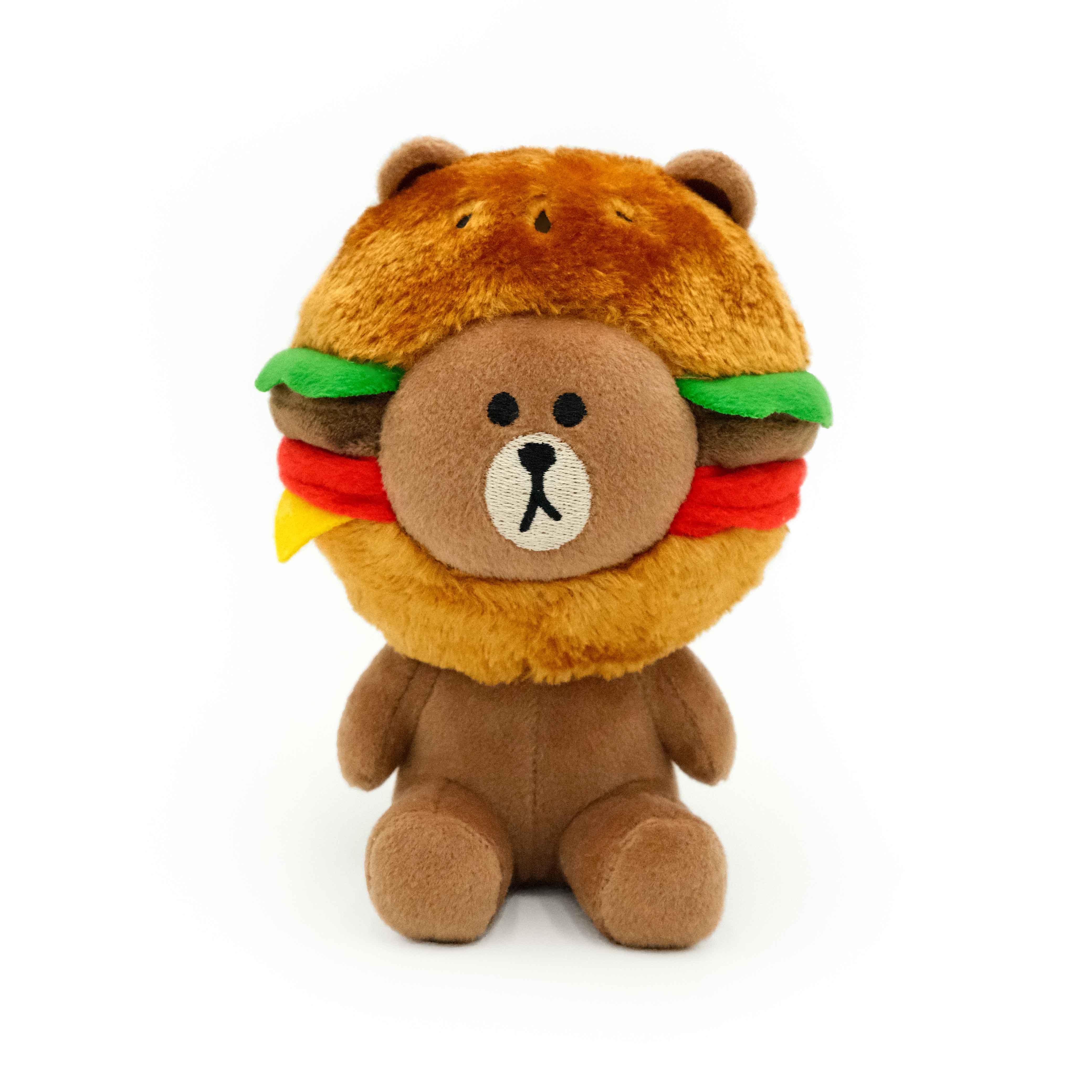 ZippyPaws Line Friends Burger Time Plush Dog Toy, Brown