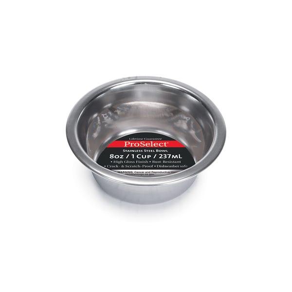 ProSelect Heavy Stainless Steel Mirror Finish Pet Bowl, 8-oz