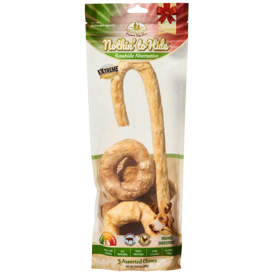 Fieldcrest Farms Nothin' To Hide Holiday Chicken & Beef Dog Treats, Large, Assorted, 5-pk