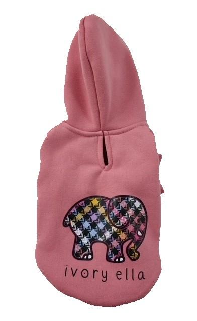 Hip Doggie Barker's Bowtique Ivory Ella Cozy-Up Dog Hoodie, Pink, X-Small