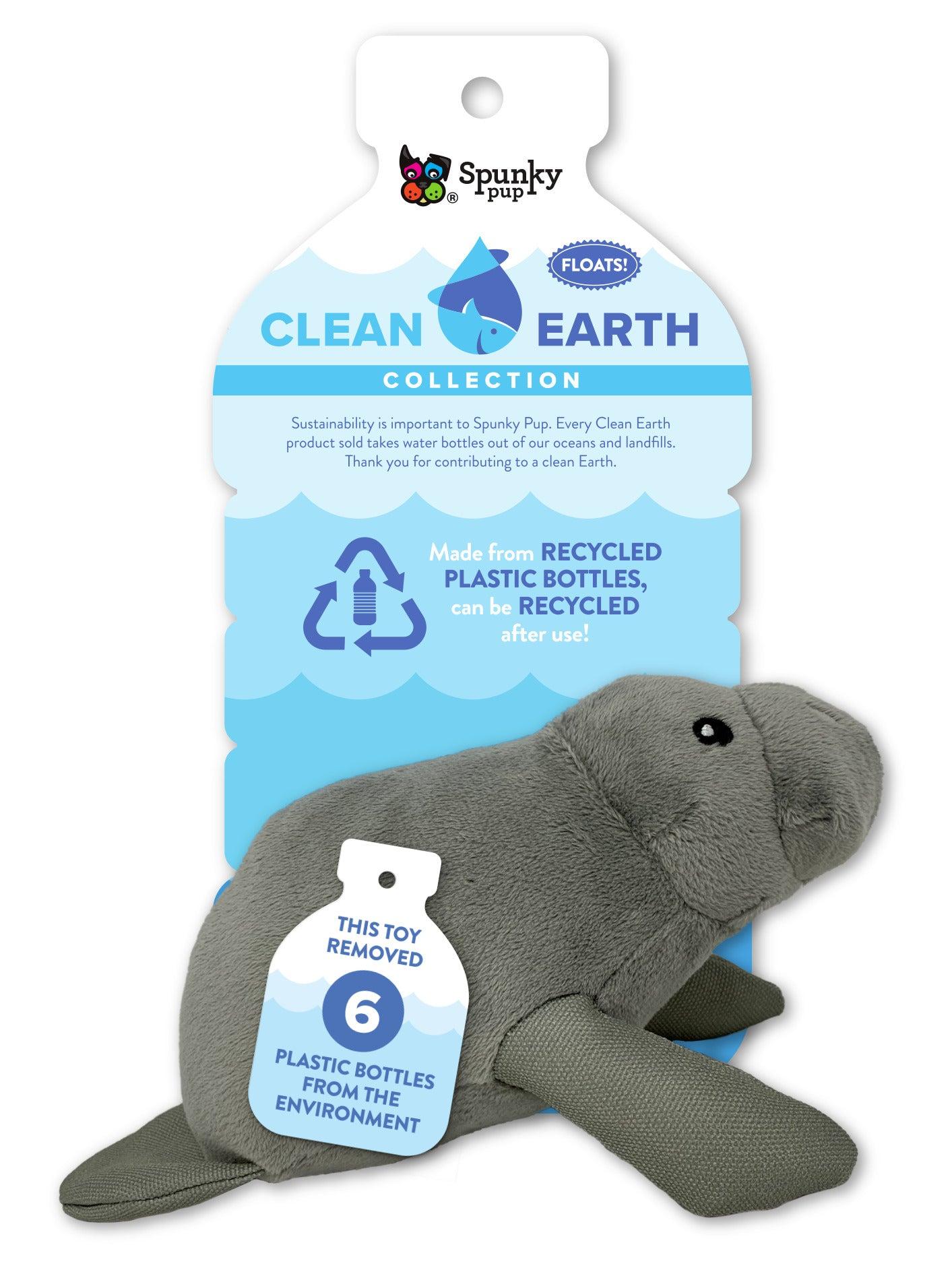 Spunky Pup Clean Earth Plush Manatee Dog Toy