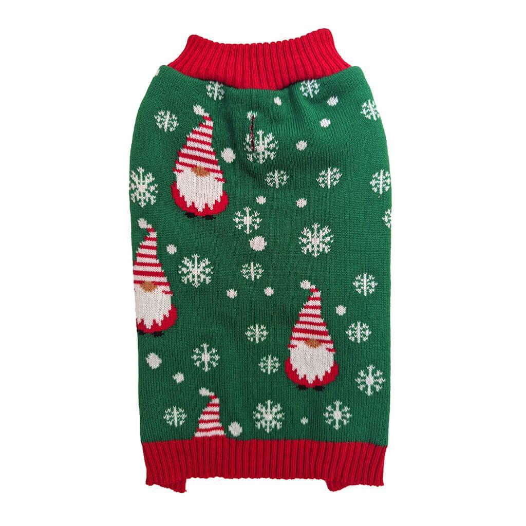 Ethical Fashion Pet Holiday Gnome Dog Sweater, Green