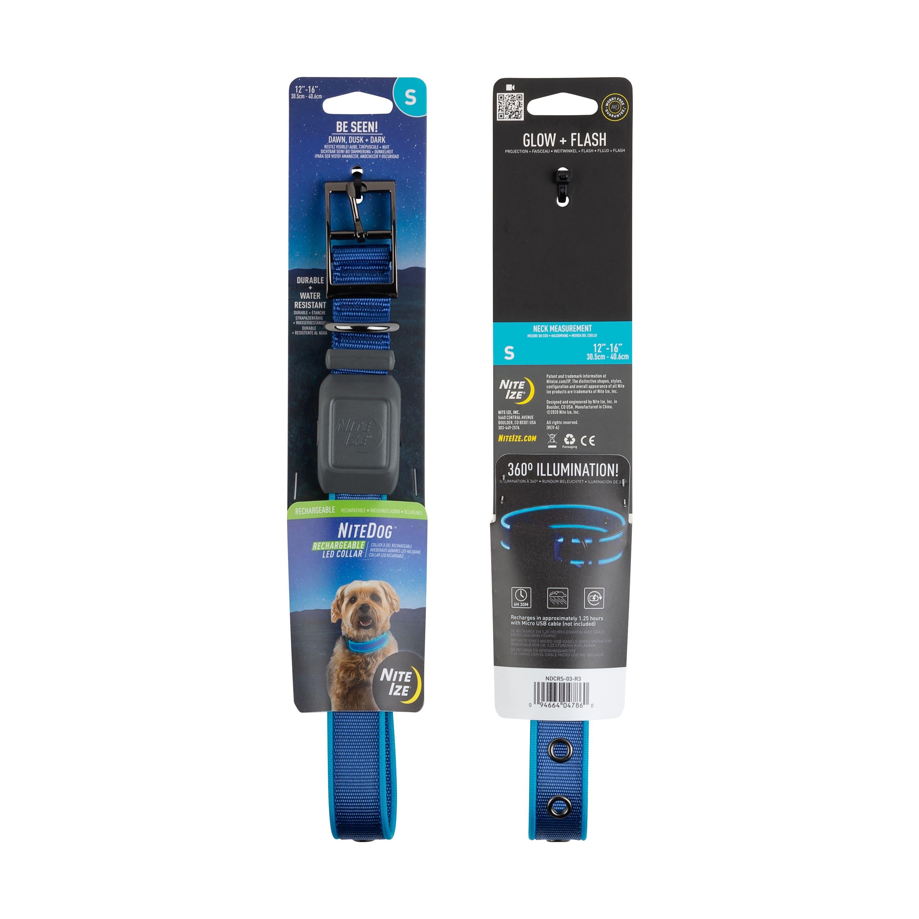 Nite Ize NiteDog Rechargeable LED Dog Collar, Blue/Blue, Small