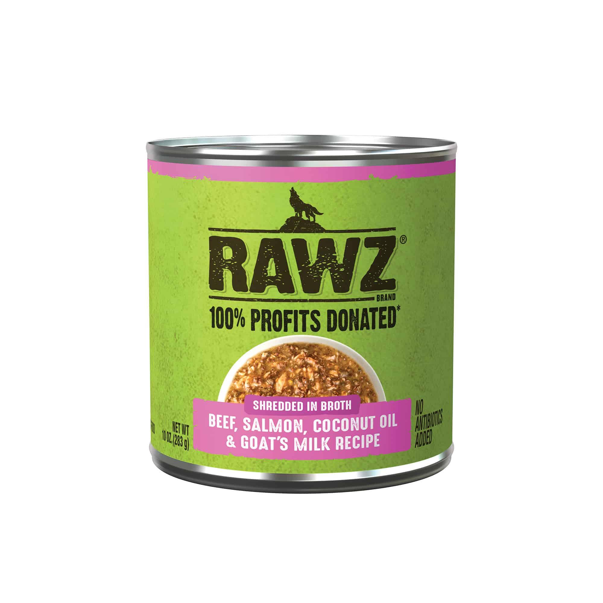 RAWZ Shredded Beef, Salmon, Coconut Oil & Goat's Milk Wet Dog Food Can