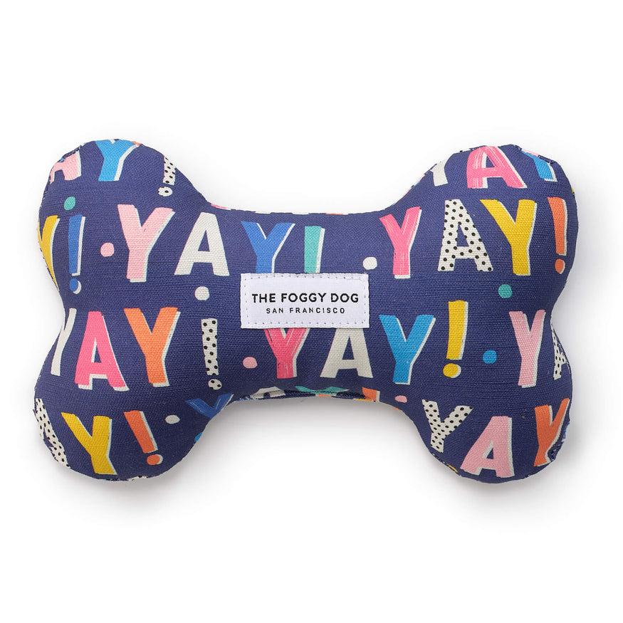 The Foggy Doggy Birthday Yay Squeaky Dog Toy, Navy
