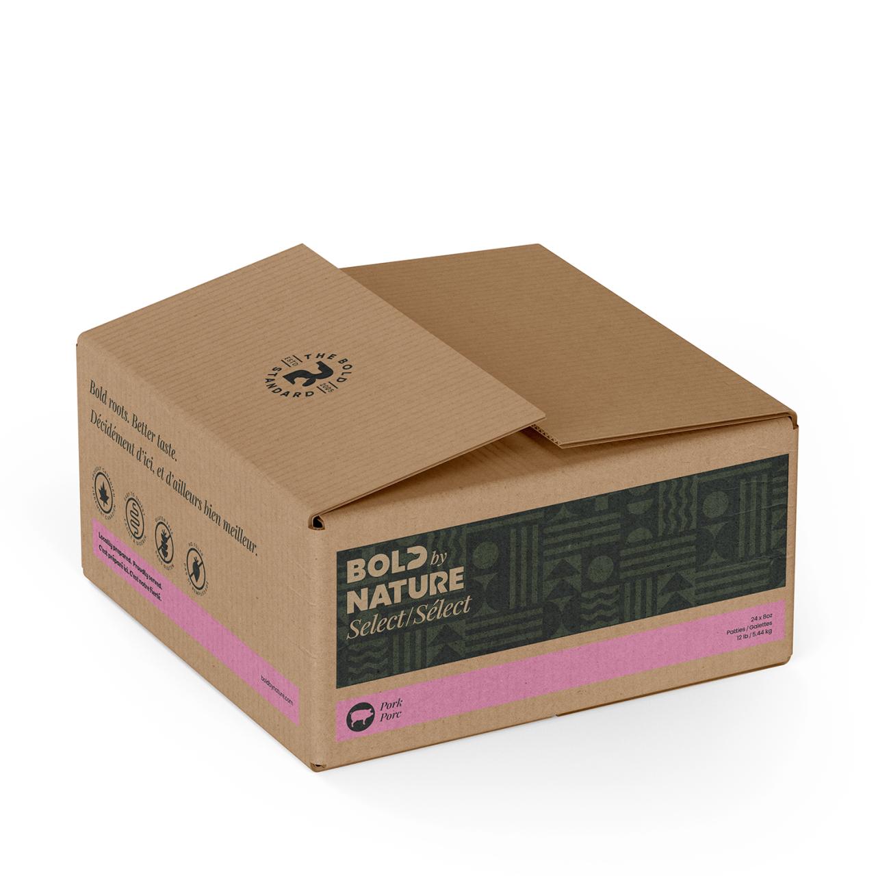 Bold by Nature Raw Pork Select Patties Dog Food, 12-lb