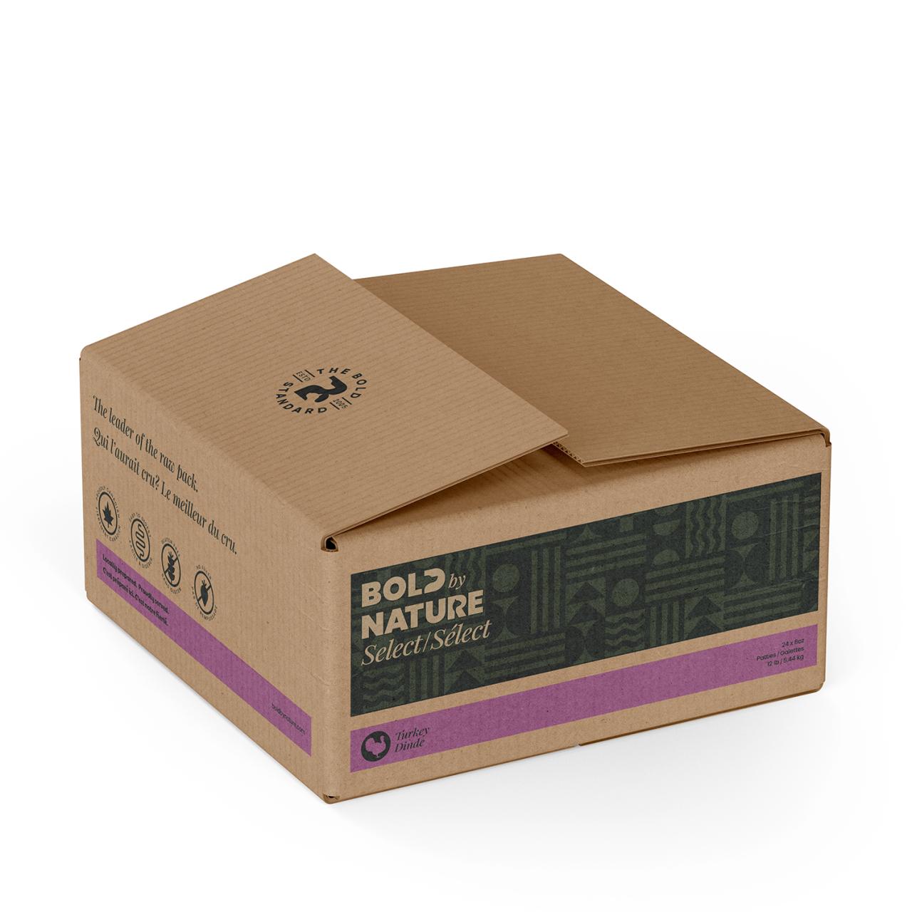 Bold by Nature Raw Turkey Select Patties Dog Food, 12-lb