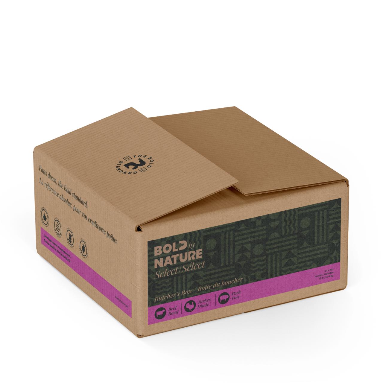 Bold by Nature Select Butcher's Box Non-Chicken Variety Frozen Dog Food, 12-lb