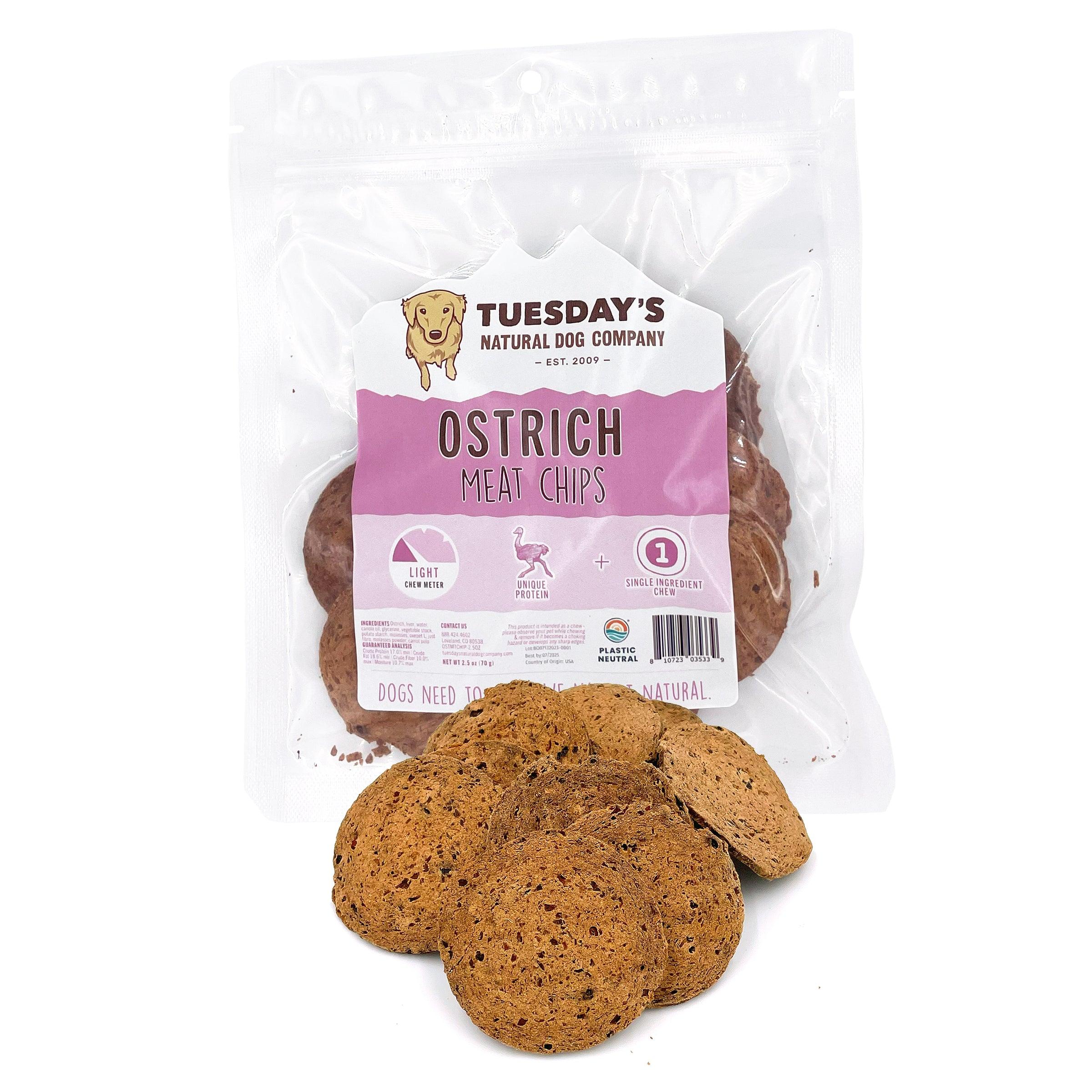 Tuesday's Natural Dog Company Ostrich Meat Chips Dog Treats