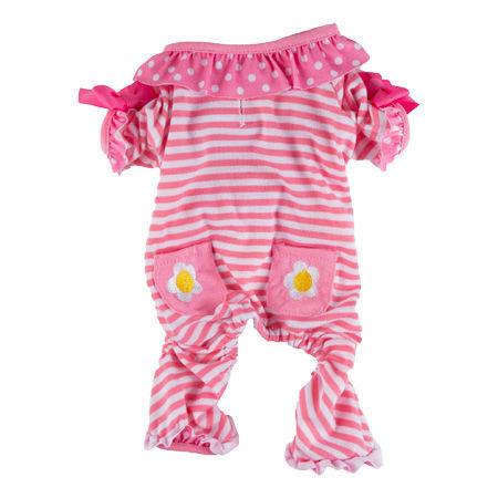 Hip Doggie Stripe Daisy Jammies Dog Pajamas, Pink, Small