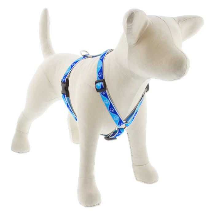 Lupine Pet High Lights Reflective Roman Dog Harness, Blue Paws, 3/4-in x 20-32-in